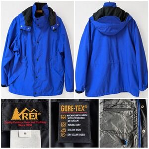 Vintage REI Gore-Tex Mountain Parka Jacket Blue Mens Medium Waterproof Hooded